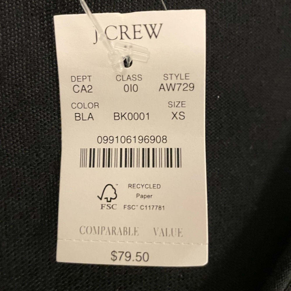 J Crew - long v-neck sweater NWT - 55% linen 45% viscose - black XS. - Picture 6 of 9